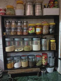 WOODSYWODERS Containers Kitchen Rack Wood WALL SHELF BROWN KITCHEN RACK