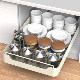 Clefairy Containers Kitchen Rack Carbon Steel Pull Out Heavy Duty Slide Out Cabinet Organizer, Cabinet Organizer Fixed