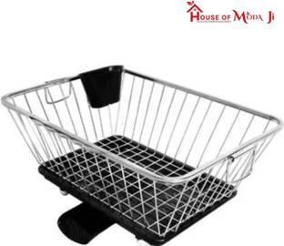 House of Moda Ji Dish Drainer Kitchen Rack Steel Stainless Steel Dish Drainer Basket for Kitchen Utensils Large Basket