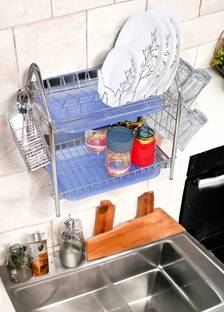 Amol Dish Drainer Kitchen Rack Steel Premium Stainless Steel Dish Drainer Rack | Utensils Stand | Kitchen Organizers