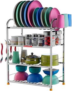 L LIVILON Utensil Kitchen Rack Steel 24 x18 Inches Kitchen Dish Rack / Plate Cutlery Stand / Modern Kitchen Stand