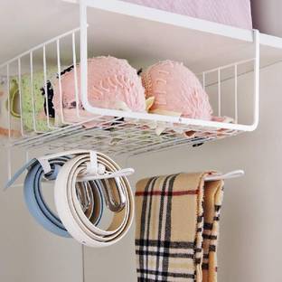 moreyaji Containers Kitchen Rack Steel Under Shelf Organizer Basket for Kitchen Steel Wall Shelf