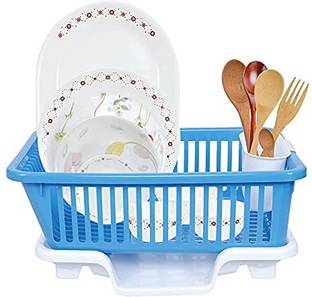 Cutting EDGE Dish Drainer Kitchen Rack Plastic Plastic Dish Rack Drainer, Drying Rack Washing Basket with Side Tray for Kitchen