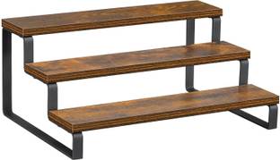 OIKIA DECOR Containers Kitchen Rack Wood 3-Tier Wooden Spice Rack Organizer | Countertop Step Shelf Br...