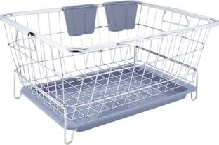 PROJAIN STEEL Dish Drainer Kitchen Rack Steel Stainless Steel Dish Drainer Basket for Kitchen with 2 Spoon Holder