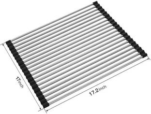 STUNNER Dish Drainer Kitchen Rack Steel Stainless Steel Sink Folding Fruit Vegetable Drying Drain Rack Dish Drying Rack