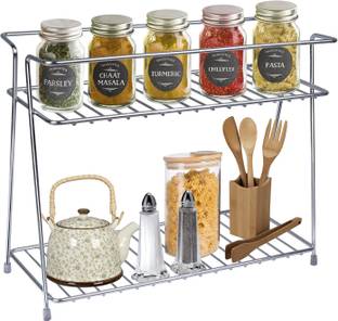 GESCHIR Dish Drainer Kitchen Rack Steel Stainless Steel 2-Tier Multipurpose Storage Shelf Kitchen Rack Spice Rack