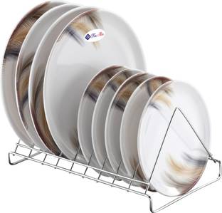 FineArts Plate Kitchen Rack Steel Flax V Shape Plate Stand Holder for Kitchen Plates Utensils Dish Organizer