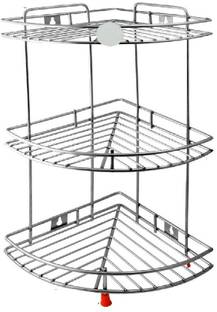 IRONTECH Containers Kitchen Rack Steel 3 Tier Multipurpose Storage Organizer, Corner Stand for Kitchen and Bathroom