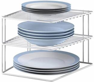 PIKIFY Plate Kitchen Rack Iron Multipurpose Kitchen Plate Dish Corner Shelf Rack Stand Organiser for Kitchen