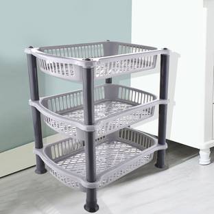 NEWON Fruits/Vegetables Kitchen Rack Plastic 3 Layer Multi-Purpose Storage Basket Rack and Fruits/Vegetables Kitchen Rack