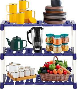 Novatic Utensil Kitchen Rack Carbon Steel Containers Kitchen Rack Big Size Metal Plastic 3 Layer Kitchen Stand Modular