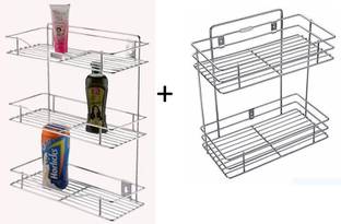 Somkala Containers Kitchen Rack Steel presents a combo pack of 3 lyare container rack + 2 layer kitchen and washroom