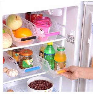 NEWON Containers Kitchen Rack Plastic Fridge Organizer Drawer - 4 pcs Fridge Storage Basket, Fridge Racks Tray Sliding Storage Racks Fruits/Vegetables Kitchen Rack (Plastic)