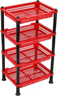 Jynxe Fruits/Vegetables Kitchen Rack Plastic 4 Tyre Multipurpose Basket Stand Rack for Fruit and Vegetable(4 Racks)