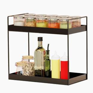 BALSUN Containers Kitchen Rack Iron Iron2-Tier Kitchen Rack & Space Saver, 2-Tier Trolley Basket For Utensils