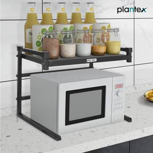 Plantex Containers Kitchen Rack Iron Microwave Storage Stand/Oven Stand/Kitchen Storage Shelf/Rack (Black)