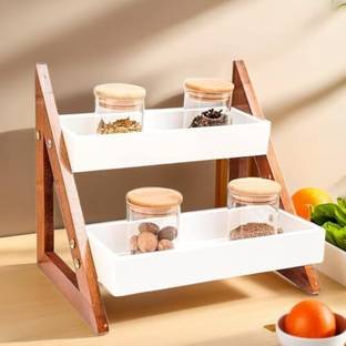 HAPY HAVEN Containers Kitchen Rack Wood Kitchen Rack Wood Unique Triangular Design Kitchen Countertop Organizers/Kitchen