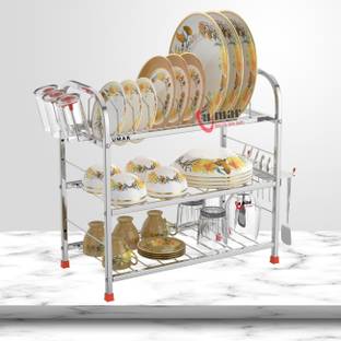 MAGS Wall Mount Kitchen Utensils Rack Stainless Steel | Dish Rack with Plate & Cutlery Stand | Modular Kitchen Storage Rack |Dish Drainer Kitchen Rack Unique Design | Shelves and Racks Steel | Kitchen Organizer Plate Stand | Plate Kitchen Rack Utensil Stainless Steel Kitchen Trolley