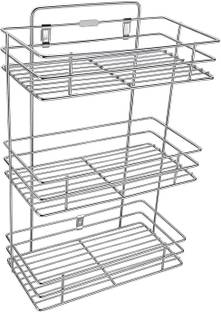 DREAMSVILLE Utensil Kitchen Rack Steel Storage Rack for Kitchen Organiser - Wall-Mounted 3 Level Organizer