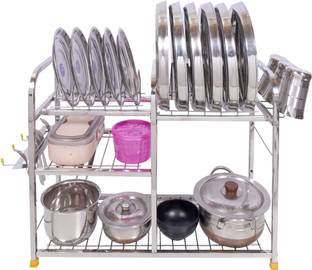 DHSVS Utensil Kitchen Rack Steel Kitchen Dish Rack | Plate Cutlery Stand | Kitchen Utensils Rack | Modern Kitchen Storage Stainless Steel Rack (18 x 24) INCH