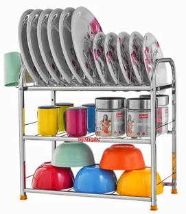 DEMIQON Utensil Kitchen Rack Steel SpaceSaver Dish Drying Rack/Premium 3-Tier Drainer Stand