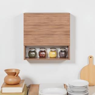 FURNEASER Containers Kitchen Rack Wood Nordic Wooden Kitchen Container Rack with Door,