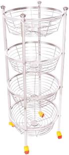 ROSHANI Fruits/Vegetables Kitchen Rack Steel Fruit Vegetable Kitchen storage Basket 4 Layer