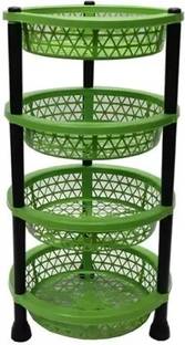 Muenterprises Fruits/Vegetables Kitchen Rack Plastic 4Layer Multi-purpose Kitchen Storage Basket Kitchen Rack