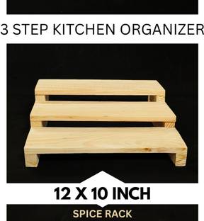 move2wood Can Kitchen Rack Wood 3 Tier Multipurpose Wooden Display Riser Stand for Kitchen Countertop Makeup,