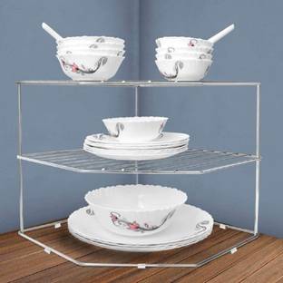 BHOLA STEEL Plate Kitchen Rack Steel Corner Kitchen Rack Stainless Steel Multipurpose Kitchen Corner