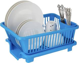 COZYBUYER Dish Drainer Kitchen Rack Plastic Dish Drying Rack Plastic Blue