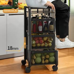SKYTONE Fruits/Vegetables Kitchen Rack Iron Kitchen Rotating Trolley Storage Rack Kitchen Storage Rack Fruit Vegetable