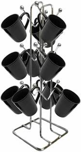 Soaring Cup Kitchen Rack Steel Stainless Steel V- Shape Cup Stand for 12 Cups Chrome Finish Cup Holder stand
