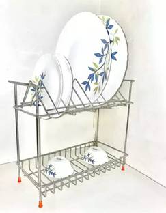 NEXO Utensil Kitchen Rack Steel 2 Shelf Wall Mount Kitchen Disk Racks with Cutlery & Plate Stand(Pack of 1)