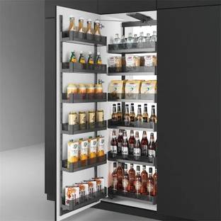 CLESTA Containers Kitchen Rack Steel Glass Pantry Unit 450mm with Adjustable Shelves for Modular Kitchens