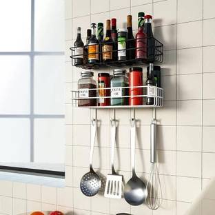 DXDT Storage Organizer (Pack of 2) for Kitchen and Bathroom, kitchen rack shelf Carbon Steel Kitchen Trolley