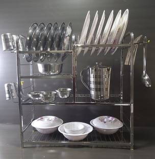 PALOMINO Utensil Kitchen Rack Steel 24*24 inch Wall Mount Modern Kitchen Utensils Dish Rack Stainless Steel Kitchen Rack Utensil Rack Utensil Stand (Steel) Steel Kitchen Rack (Steel)