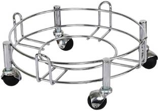 Zobby Utensil Kitchen Rack Steel Premium Heavy Stainless Steel Gas Trolley/LPG Cylinder Stand Trolley with Wheels