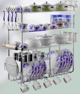 DEMIQON Utensil Kitchen Rack Steel Kitchen Rack Steel 5 Layer Wall Mount Kitchen Dish Rack Plate 30X30 inch