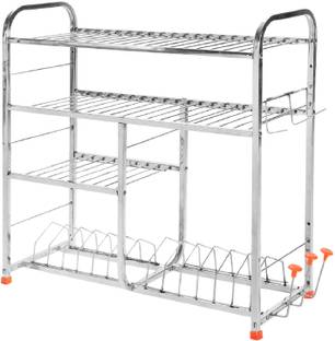 Zobby Utensil Kitchen Rack Steel 4 Shelf Modular Kitchen Rack | 24 L x 24 H inch Storage