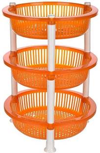 SK NAHAR Collection Fruits/Vegetables Kitchen Rack Plastic 3 Steps Kitchen Stand Rack Basket for Office Use, Fruits and Vegetable