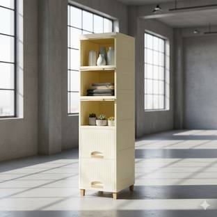 MAXTID Can Kitchen Rack Plastic 5 Tier White Storage Cabinet – Ideal for Home Use