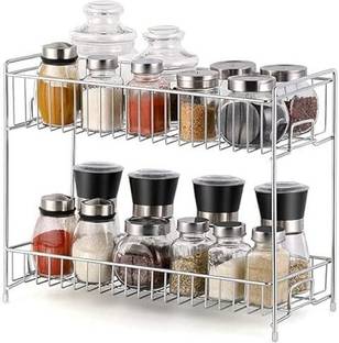 AADITYA Containers Kitchen Rack Steel Multi Purpose 2 Layer Kitchen Storage Shelf Container Utensils Holder