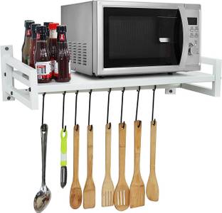 Livzing Containers Kitchen Rack Iron Wall Mount Microwave Oven Rack-kitchen rack-organizer-oven stand with Hooks