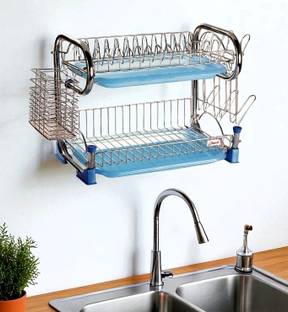 Amol Dish Drainer Kitchen Rack Steel Premium Stainless Steel Utensils Stand | Wall Hanging| Kitchen Stand