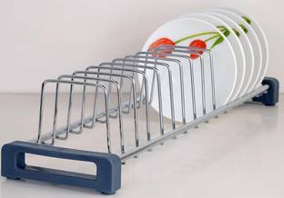 Max Plus Plate Kitchen Rack Steel Steel Chrome Plated Tandem Rack/Plate Stand/Saucer Rack/Plate Rack/Thali Rack