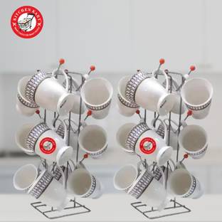 KITCHEN KART Utensil Kitchen Rack Steel V-Shape Cup Stand | Compact & Durable | Ideal for Kitchen Use