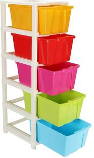 Prizam Fruits/Vegetables Kitchen Rack Plastic 5 Layer Plastic Modular Drawer System for Home,Office,Hospital,Parlour,School
