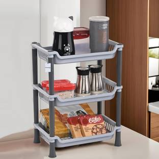 HOMESTIC Containers Kitchen Rack Plastic Multipurpose Space-Saving Onion Potato Rack for Kitchen Storage | White